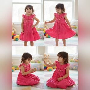 Max Studio Bright Pink Kids Dress with Ruffles